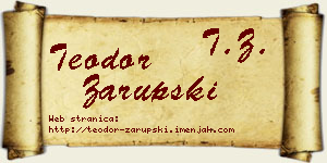 Teodor Zarupski vizit kartica